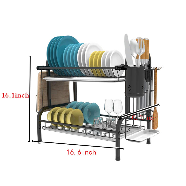 Frifoho Stainless Steel 2 Tier Dish Rack Wayfair Canada